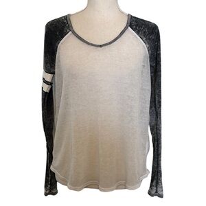 HURLEY T-Shirt Women's Size X-Small White Gray Baseball Long Sleeve